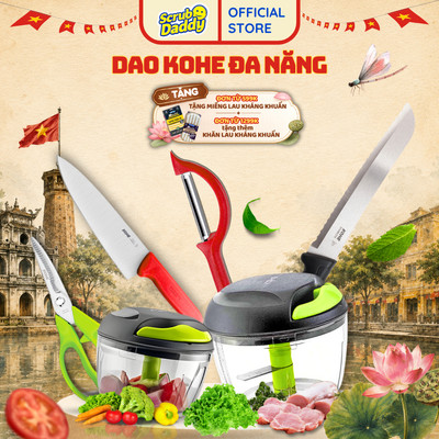 Scrub Daddy Bộ Sản Phẩm Nhà Bếp KOHE – Dao Nhà Bếp Chuyên Nghiệp, Đa Năng, Lưỡi Thép Không Gỉ