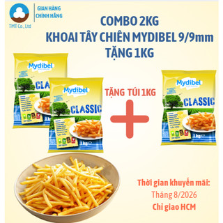 TẶNG THÊM 1KG - Combo 2 Túi khoai tây chiên đông lạnh Mydibel 1kg, cắt Classic 9/9 mm