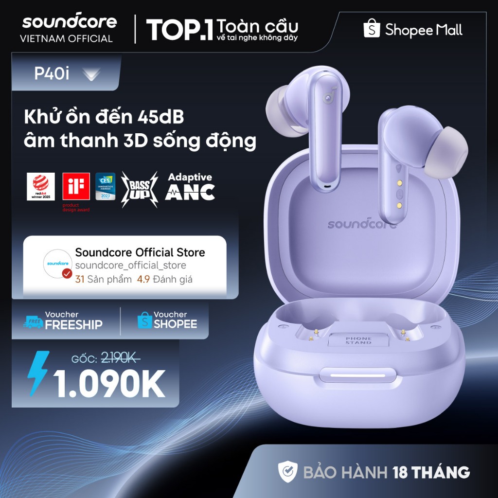 Tai nghe không dây soundcore P40i | Chống ồn chủ động ANC | Pin siêu khủng | Đàm thoại vượt trội | Tích hợp phiên dịch