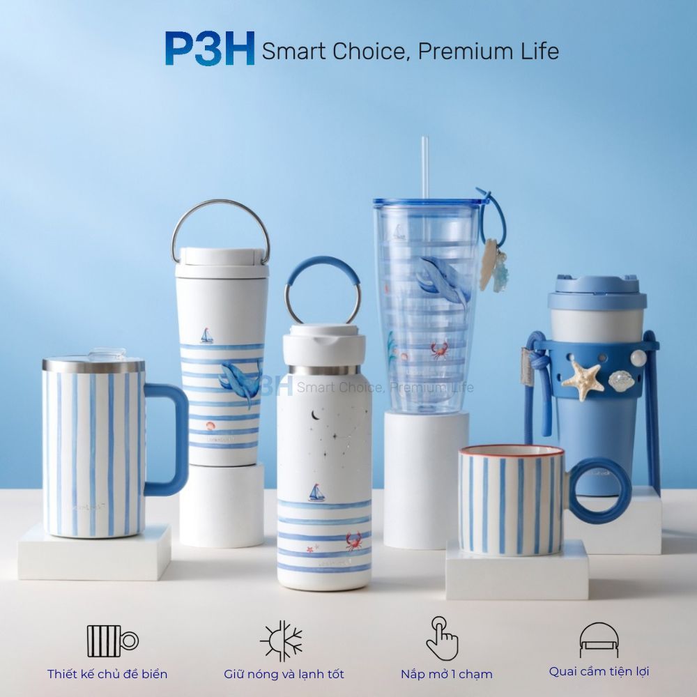 Bình Ly Giữ Nhiệt LocknLock Coastal Limited Edition – Xanh Đại Dương Cực Chất P3H Store