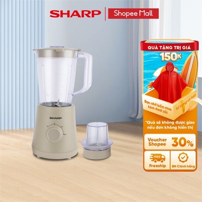 Máy Xay Sinh Tố Sharp EM-SP250-BR - Công Suất 500W - 2 Cối Nhựa BPA Free 1.5L - Xay Hạt Khô - Chính Hãng