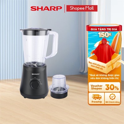 Máy Xay Sinh Tố Đa Năng Sharp EM-SP252-BK - Công Suất 500W - 3 Cối Nhựa BPA Free - Có Cối Xay Thịt & Hạt - Chính Hãng
