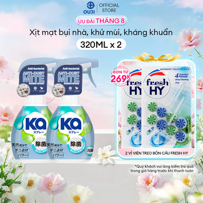 Combo 2 Chai Xịt Mạt Bụi Nhà Kapod kháng khuẩn, khử mùi chăn ga gối nệm.(320ml/ Chai)