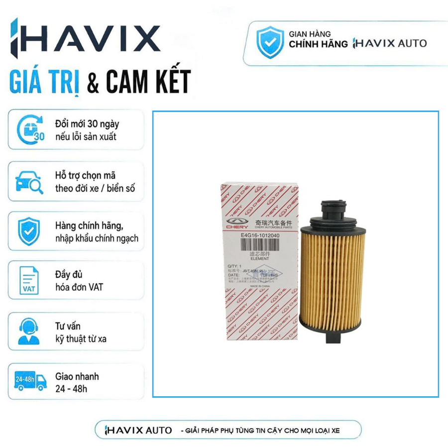 Lọc dầu nhớt Chery A3, M11, Q22, Niche, Tiggo [E4G16-1012040]