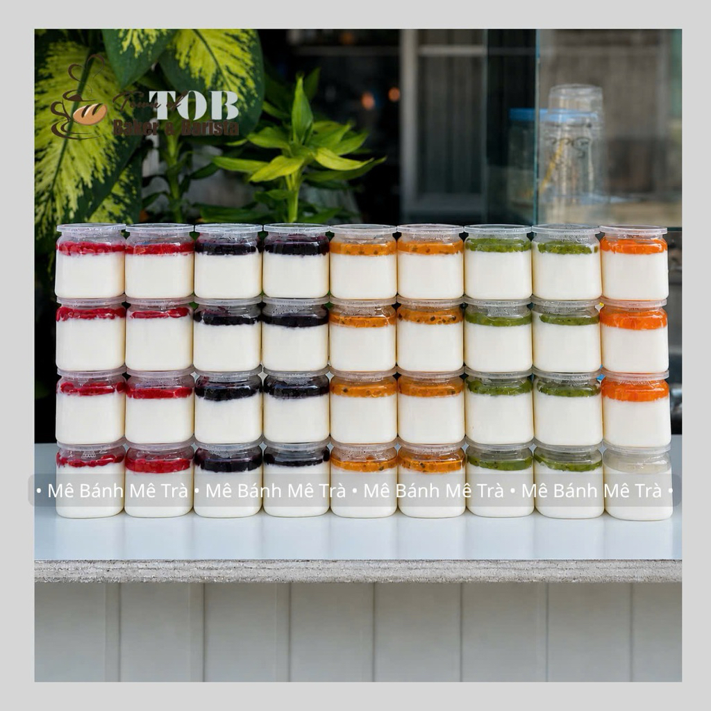 20-50 HŨ NHỰA ĐÁY VUÔNG KÈM NẮP ĐỰNG SỮA CHUA, PANNA COTTA, PUDDING, MOUSSE - Mê Bánh Mê Trà