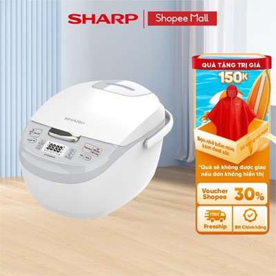 Nồi Cơm Điện Tử Sharp KS-COM192EV-GY 1.8L [8 Chức năng nấu, Màn hình LCD, Lòng nồi 3 lớp]