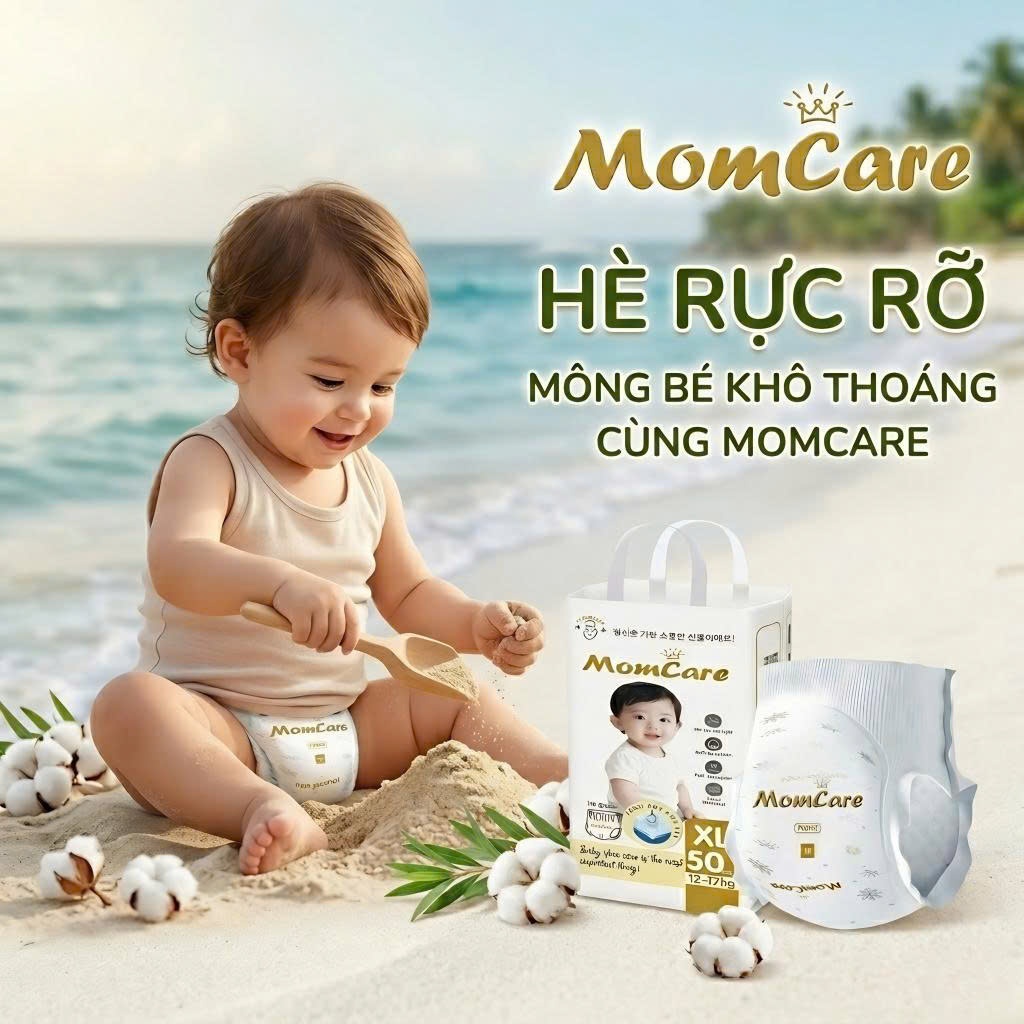 50 Miếng Tã Bỉm MomCaRe bỉm siêu mềm mỏng thấm hút full size M Quần M-8XL