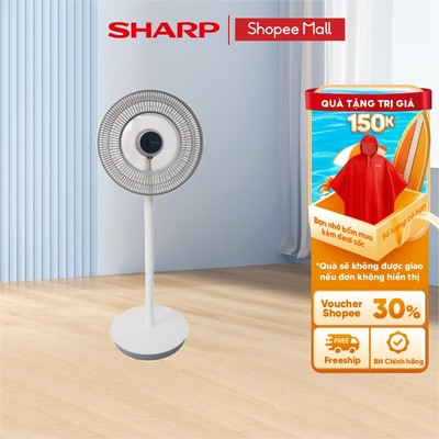 Quạt tuần hoàn Sharp PJ-CD404V-W - 3 Cánh Siêu Êm 55dB, Đèn LED 3 Màu, động cơ DC không chổi than - Chính hãn