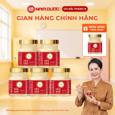 COMBO 5 hộp Yến sào Nam Dược 70ml tổ yến chưng đường phèn, hộp 1 lọ 70ml