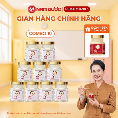 [COMBO 10 HỘP] Yến sào Nam Dược chưng không đường ( đường kiêng), hộp 1 lọ 70ml