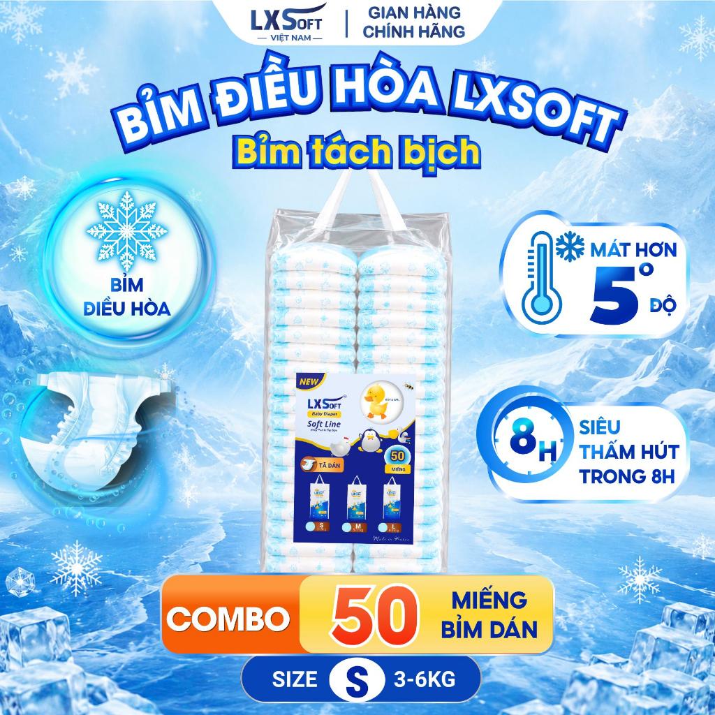 [ Combo 50 Miếng] Bỉm Dán LXSoft Hàn Quốc Siêu mỏng 1.9mm, thấm hút siêu nhanh, chống hăm cực tốt