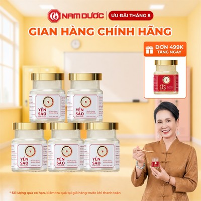 [COMBO 5 hộp] Yến sào Nam Dược chưng không đường ( đường kiêng), hộp 1 lọ 70ml