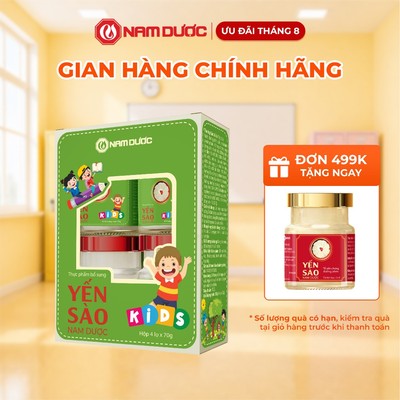 Set 4 hũ x 70gr  Yến sào Nam Dược Kids , tổ yến chưng đường phèn, bổ sung canxi hữu cơ cho bé