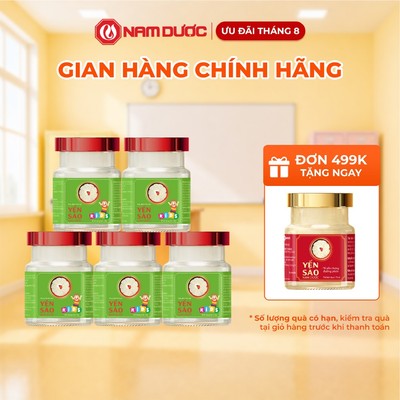 [COMBO 5 HỘP] Yến sào Nam Dược Kids - tổ yến chưng đường phèn và canxi hữu cơ, hộp 1 lọ 70ml