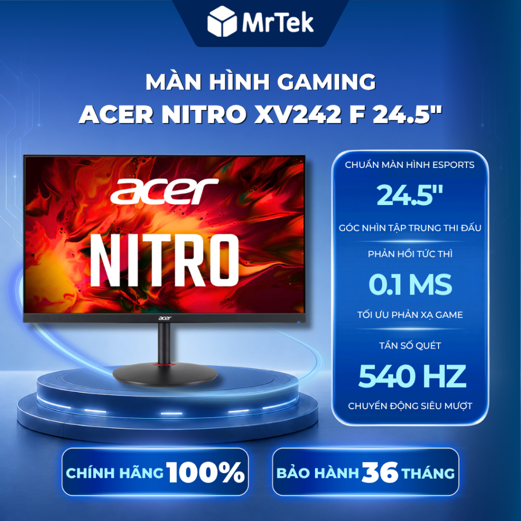 [🔥 SIÊU PHẨM ESPORTS] Màn Hình Gaming Acer Nitro XV242 F 24.5" FHD | 540Hz | 0.1ms | Tấm nền TN