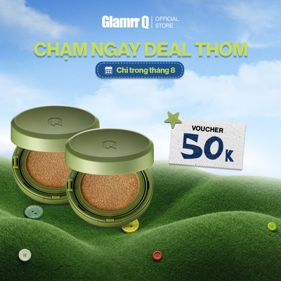 Combo 02 Phấn Nước GLAMRR Q Vegan Super Glow/Cover Cushion SPF50+/PA+++ (2 hộp 15g)
