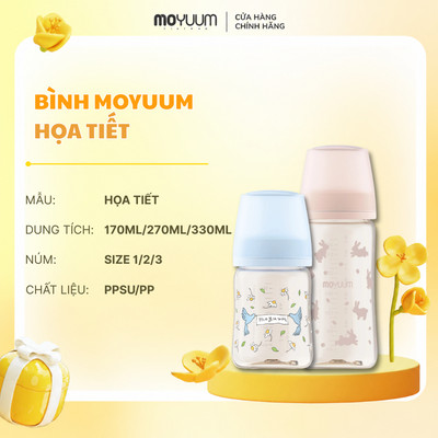 [1/8-31/8 Tặng 1 núm] Bình sữa PPSU Moyuum - Họa tiết - Thệ hệ 3 - 80/170/270/330ml  - BS - 17313970518