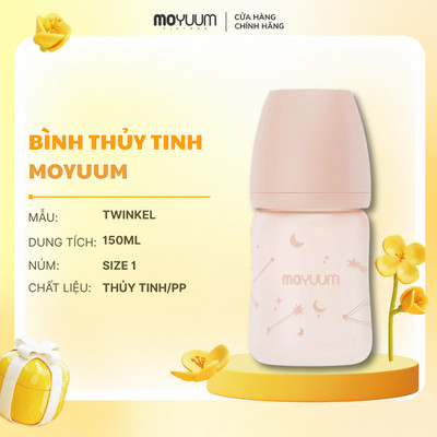 MỚI - Bình thủy tinh tráng silicone Moyuum - Twinkle - 150ml/240ml
