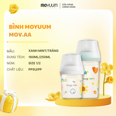 Bình sữa Moyuum PPSU Mov.aa - Bản họa tiết - 160ml/250ml - MV