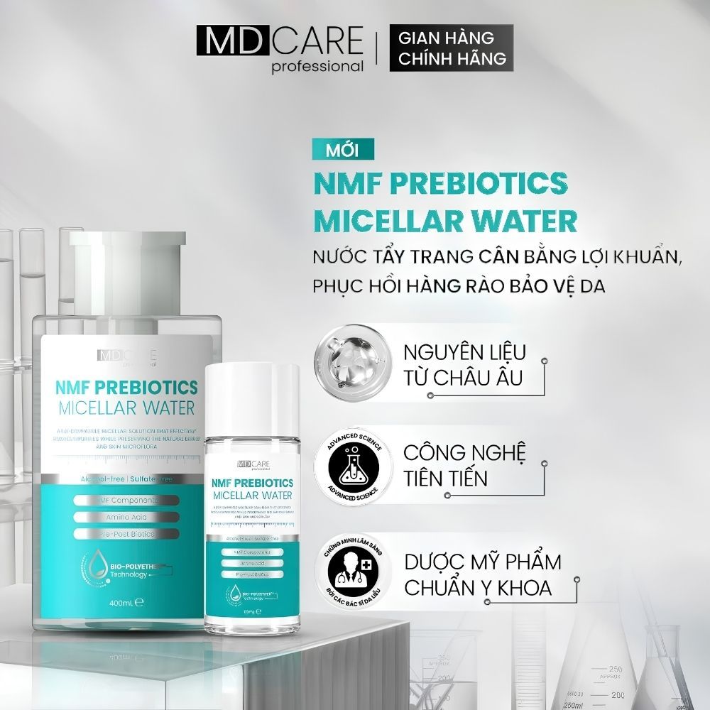 Ảnh 2 của Nước Tẩy Trang NMF MD CARE Prebiotics Micellar Water làm sạch, không làm khô căng da