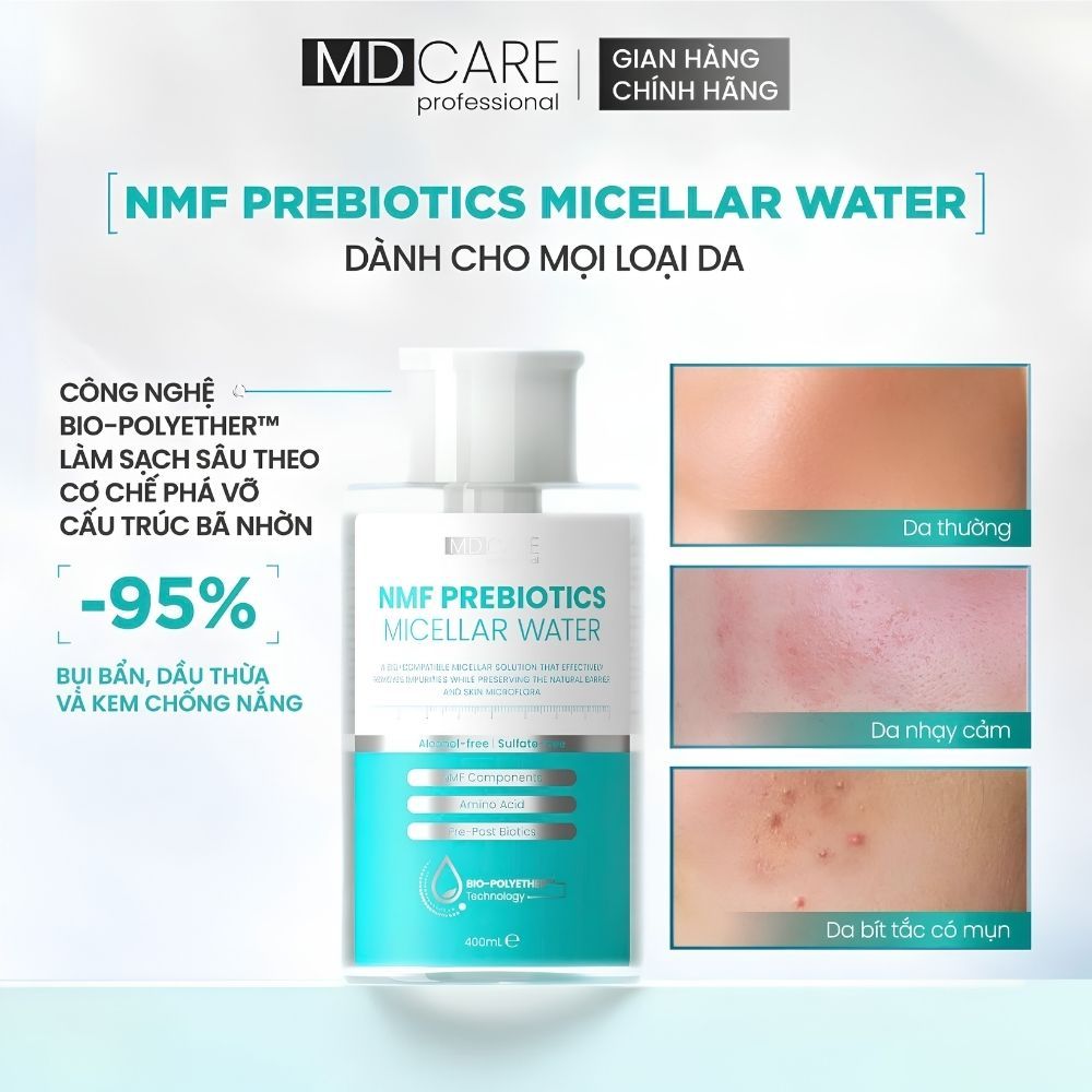 Ảnh 5 của Nước Tẩy Trang NMF MD CARE Prebiotics Micellar Water làm sạch, không làm khô căng da