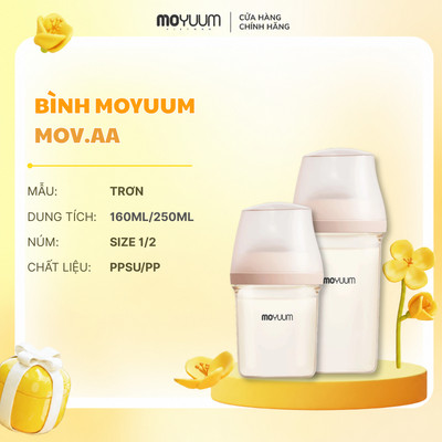 [1/8-31/8 TẶNG TI NGẬM] Bình sữa Moyuum PPSU Mov.aa - Bản trơn - 160ml/250ml