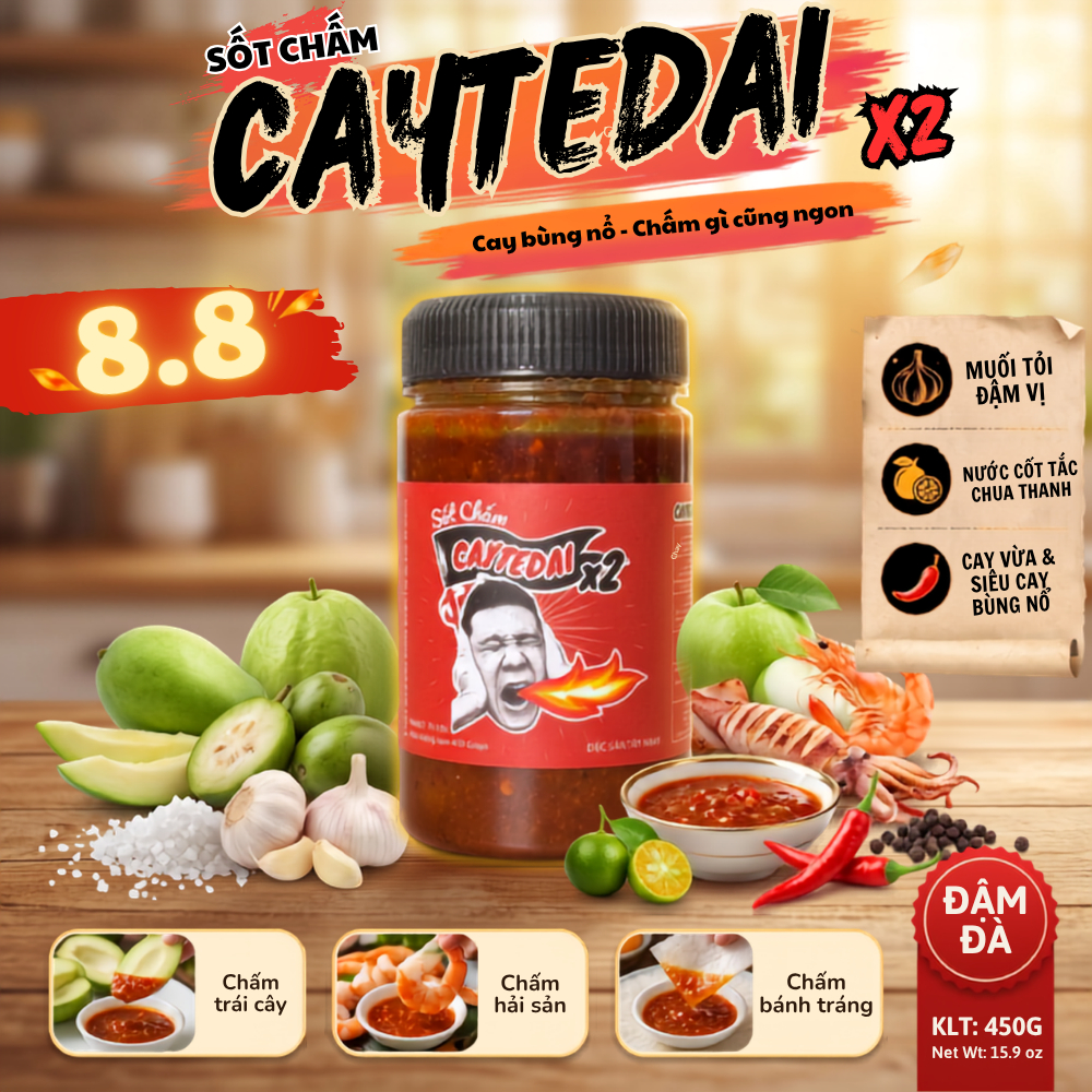 Sốt Chấm CayTeDai x2 SIÊU CAY - Sốt Muối Chấm Lâm Vlog Cay Tê Dại x2