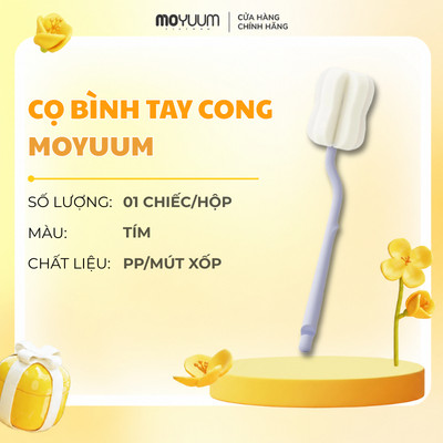 Cọ bình tay cong/Mút xốp Moyuum - Màu Trắng/Tím