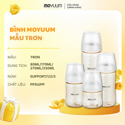 [1/8-31/8 Tặng 1 núm] Bình sữa PPSU Moyuum - 80/170/270/330ml - Mẫu trơn - Thế hệ 3 - BS - 17313970518