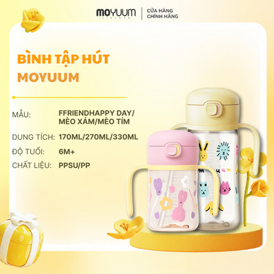 Bình tập uống PPSU Moyuum - Bản Họa Tiết - Thế hệ 3 - 170ml/270ml/330ml