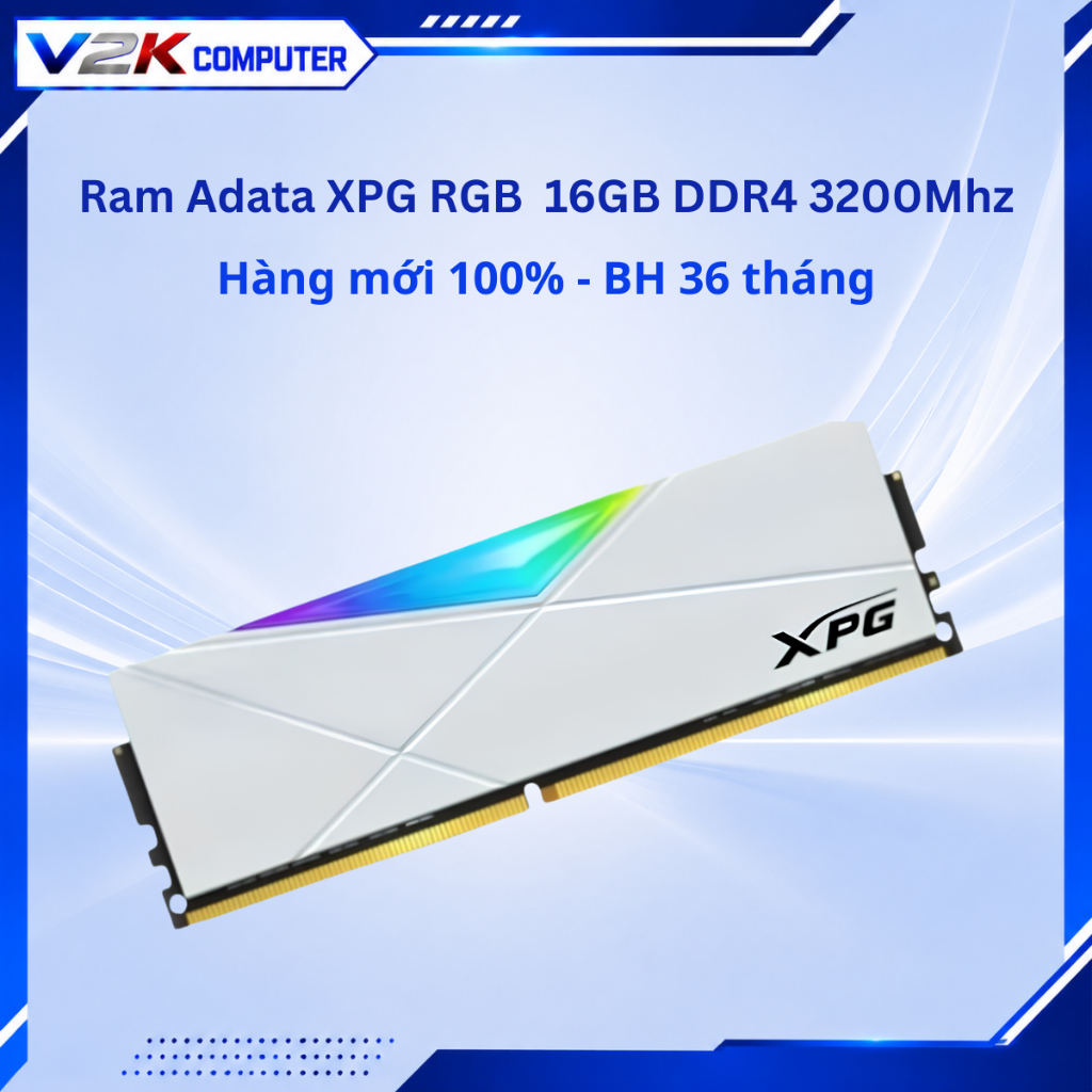 Ram Adata XPG D50 RGB Trắng / Xám 16GB (1x16) DDR4 3200Mhz - Bảo hành 36 tháng