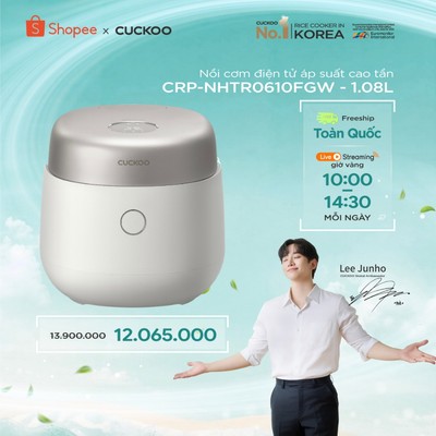 Nồi cơm điện áp suất kép cao tần Cuckoo 1.08L CRP-NHTR0610FGW Lòng nồi phủ men Xwall- Hàng nội địa Hàn Quốc