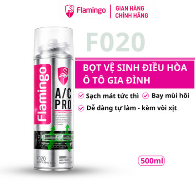 Xịt bọt vệ sinh điều hòa ô tô gia đình FLamingo F020 khử mùi dàn lạnh mang lại không khí trong lành, có kèm vòi xịt