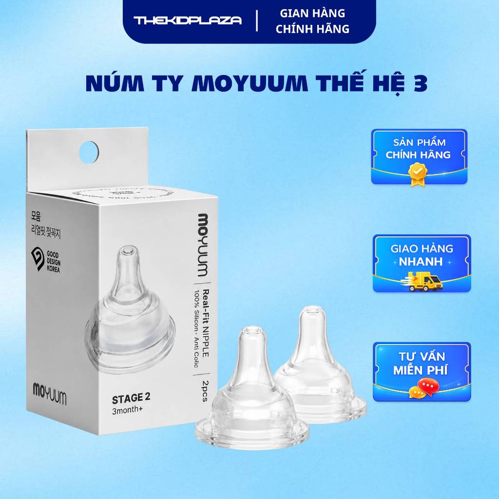 Núm Ti Moyuum Gen 3 Chính Hãng Hàn Quốc, Silicone Mềm, Đủ Size Theo Độ Tuổi – The Kid Plaza Phân Phố