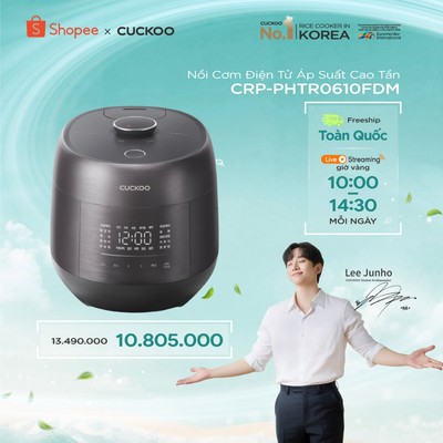 Nồi Cơm Điện Tử Áp Suất Kép Cao Tần Cuckoo 1.08L CRP-PHTR0610FDM Lòng nồi phủ men X-WALL BLACK SHINE- Ngôn ngữ tiếng Hàn