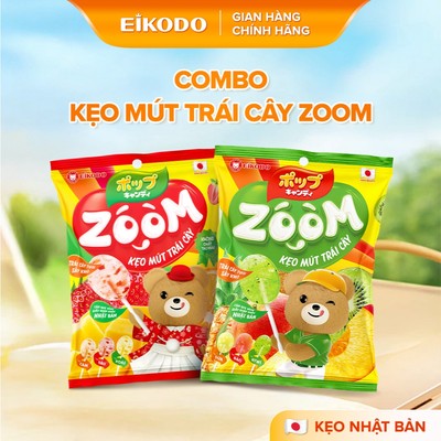 Combo Kẹo mút trái cây Zoom Vị Đào Dứa Kiwi & Cam Xoài Dâu