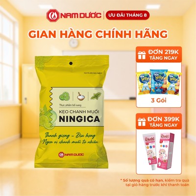 KẸO CHANH MUỐI NINGICA, Bịch 10 gói x 10 viên kẹo ( Bịch 100 viên kẹo)
