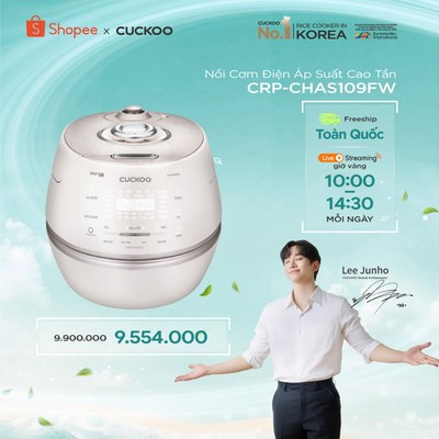 Nồi cơm điện tử áp suất cao tần Cuckoo 1.8L CRP-CHAS109FW (Màu Trắng) - Lòng nồi INOX chống trầy xước - Cuckoovina