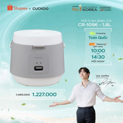 Nồi cơm Cuckoo CR-1096/GRGRCRCKV 1.8L - Công nghệ giữ nhiệt đa chiều - Lòng nồi chống dính Daikin- CUCKOOVINA