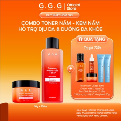 Combo Toner Nấm 200ml & Kem Nấm 50g G.G.G - Cấp Ẩm Chuyên Sâu, Tái Tạo Da Căng Mượt và Giảm Nếp Nhăn G.G.G