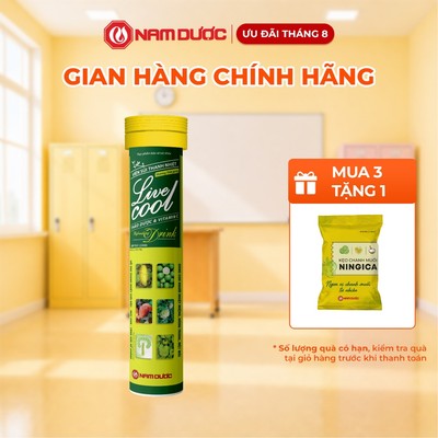 Viên Sủi Thanh Nhiệt Livecool Hương Dưa Gang - TPBVSK Hỗ Trợ Giảm Nhiệt Miệng, Nóng Trong, Mệt Mỏi - 16 Viên x 4g