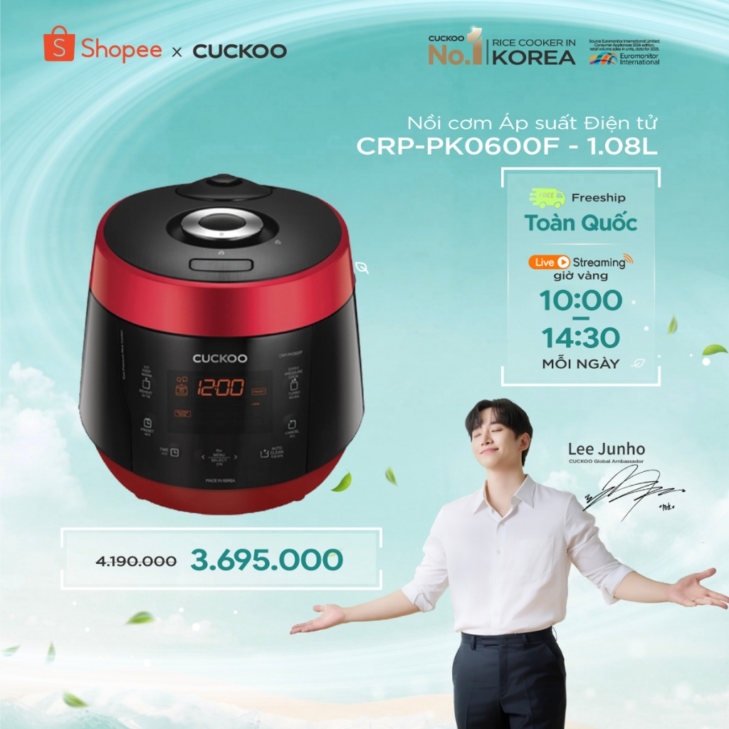 Nồi cơm Áp suất Điện tử Cuckoo CRP-PK0600F 1.08L- Sản xuất Hàn Quốc- Ngôn ngữ Tiếng Anh - Hàng chính