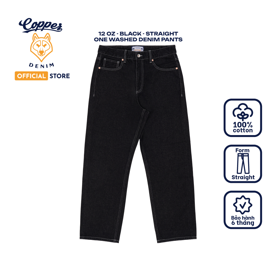 [NEW] Quần Jeans Nam Dáng Straight 12Oz - màu đen, onewashed denim - Copper Denim