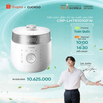 Nồi cơm điện áp suất kép cao tần CUCKOO 1,8 lít CRP-LHTR1010FW/FB - Phiên Bản Nội Địa- Áp suất kép - Hàng chính hãng