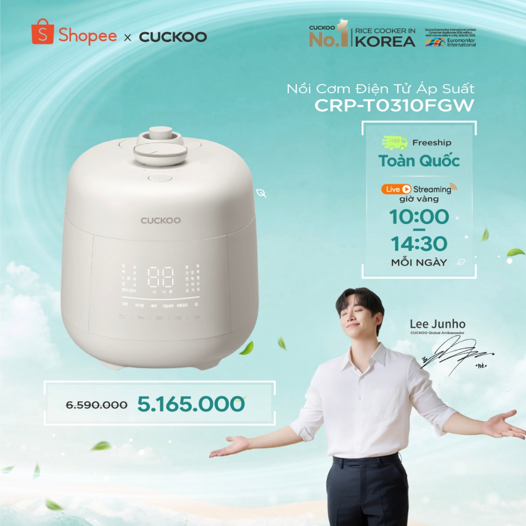Nồi Cơm Điện Tử Áp Suất Cuckoo 0.54L CRP-T0310FGW -Phiên bản nội địa, sử dụng Tiếng Hàn - Hàng chính