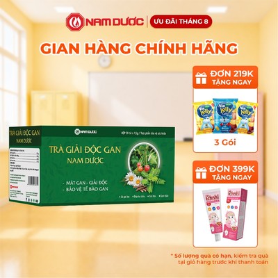 Thực phẩm bảo vệ sức khỏe Trà giải độc gan Nam Dược (hộp 20 gói x1,5g) mát gan, giải độc, bảo vệ tế bào gan