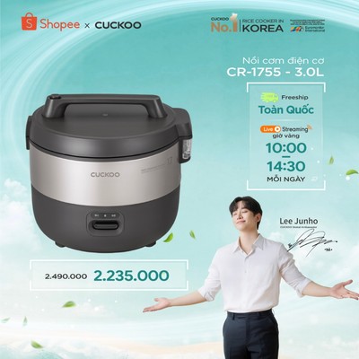 Nồi Cơm Điện Cuckoo 3 lít CR-1755- Lòng nồi chống dính- Hàng chính hãng