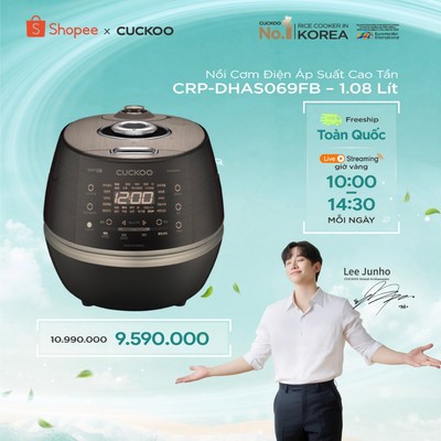 Nồi Cơm Điện Áp Suất Cao Tần Cuckoo CRP-DHAS069FB – 1.08 Lít-Lòng nồi Inox cao cấp- Nội địa Hàn