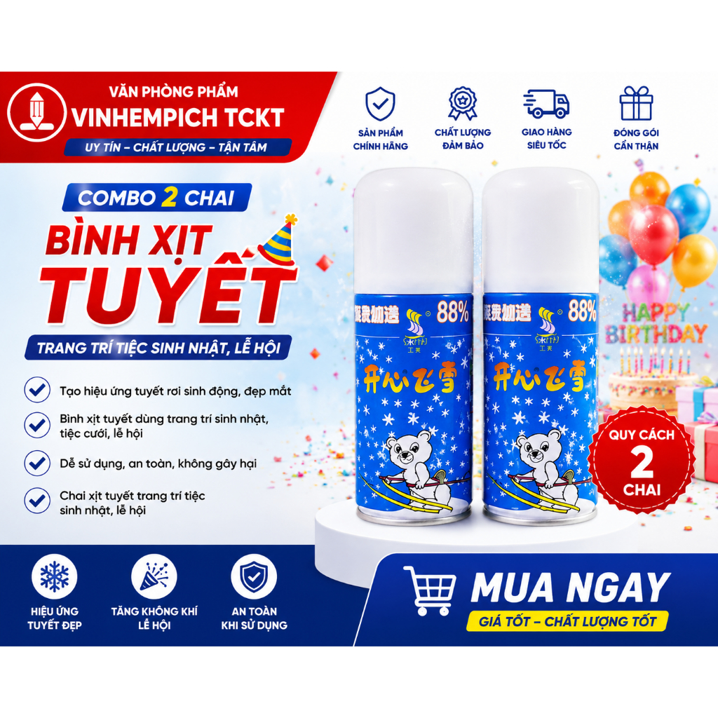 combo 2 Bình xịt tuyết sinh nhật