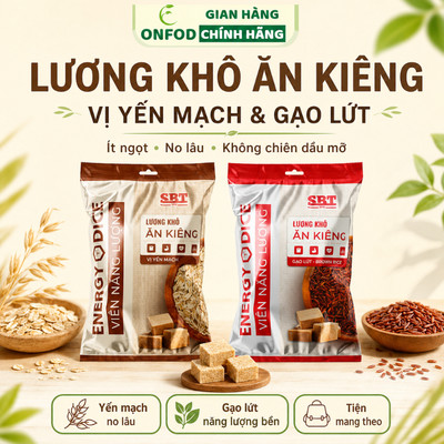 Lương khô ăn kiêng mini Yến Mạch Gạo Lứt SBT ONFOD giảm cân healthy eat clean gói 500g